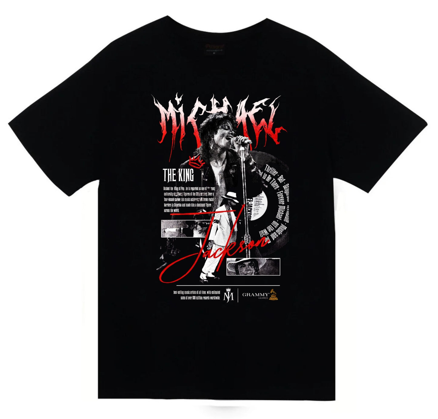 Michael Jackson Baskılı Unisex %100 Pamuk Siyah T-shirt