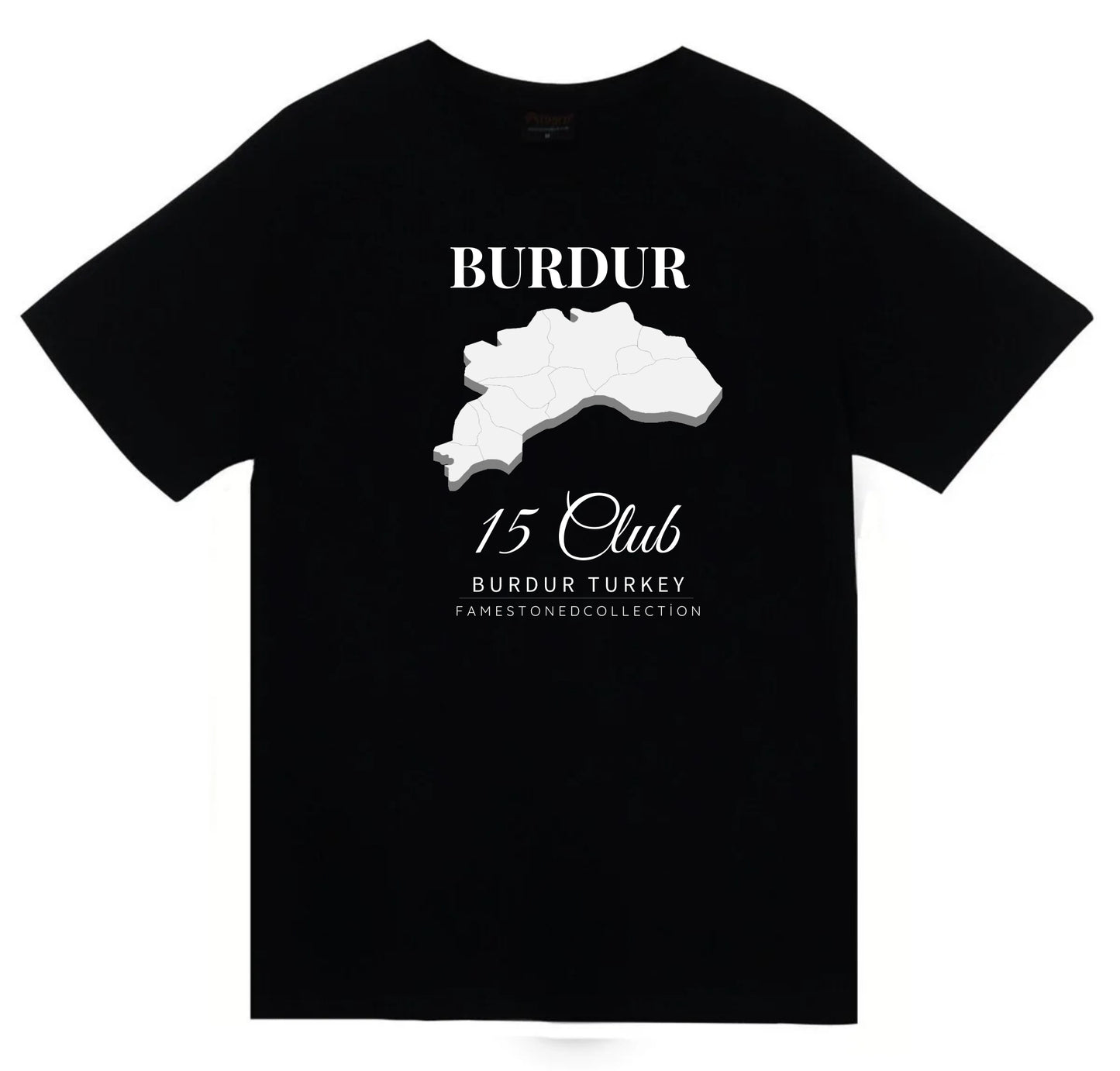 Burdur - 15 - Salda - Sagalassos - Lavanta Baskılı Unisex %100 Pamuk Siyah T-shirt