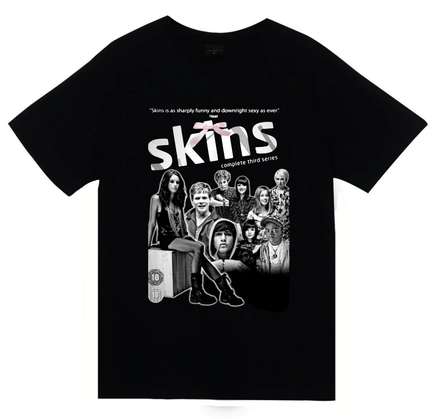 Skins - Dizi - Film Baskılı Unisex %100 Pamuk Siyah T-shirt
