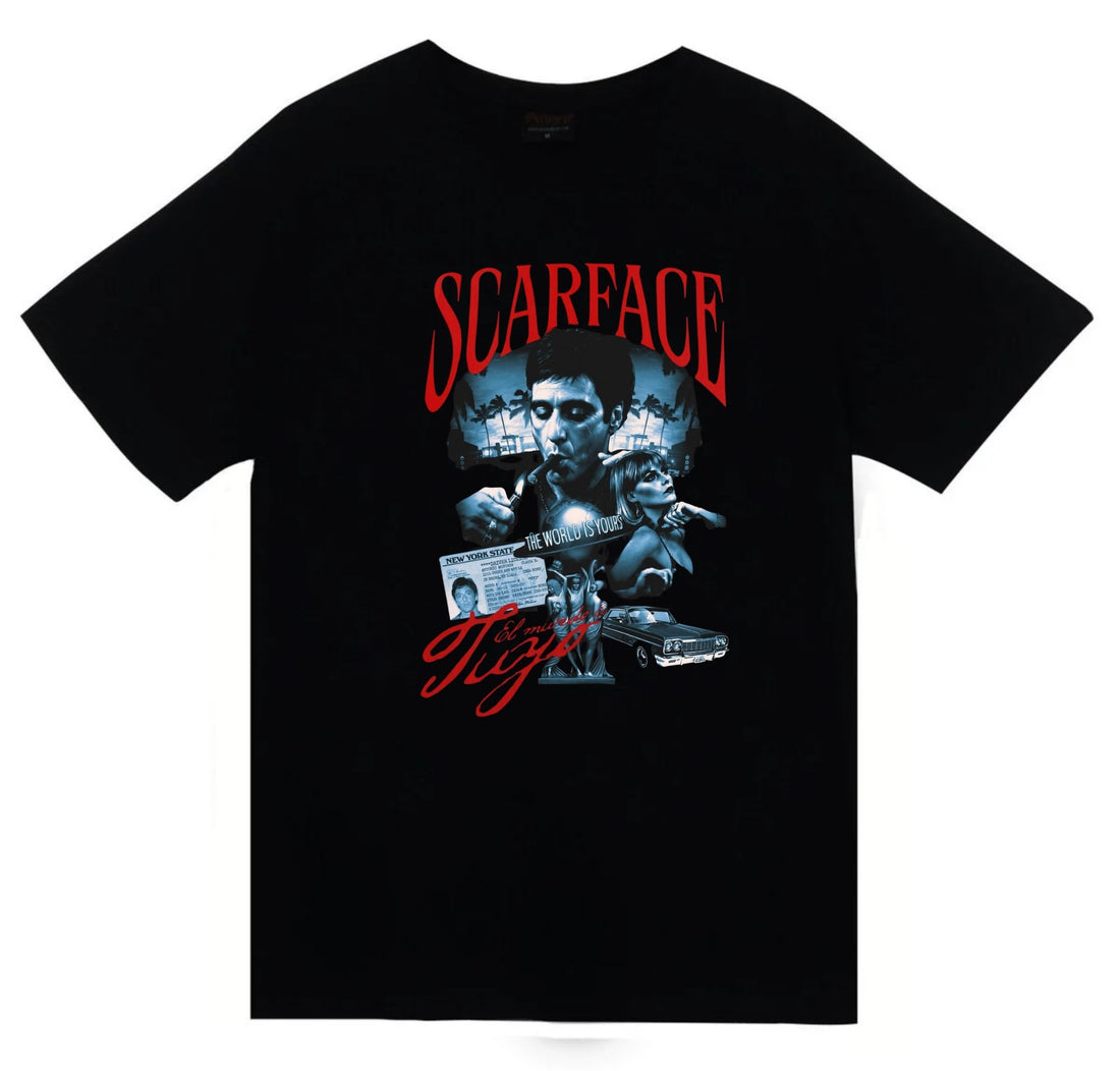 Scarface - Tony Montana baskılı siyah tişört