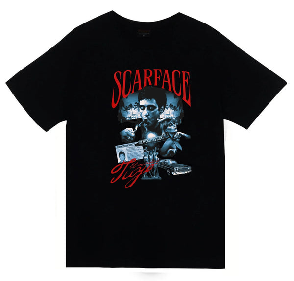 Scarface - Tony Montana baskılı siyah tişört