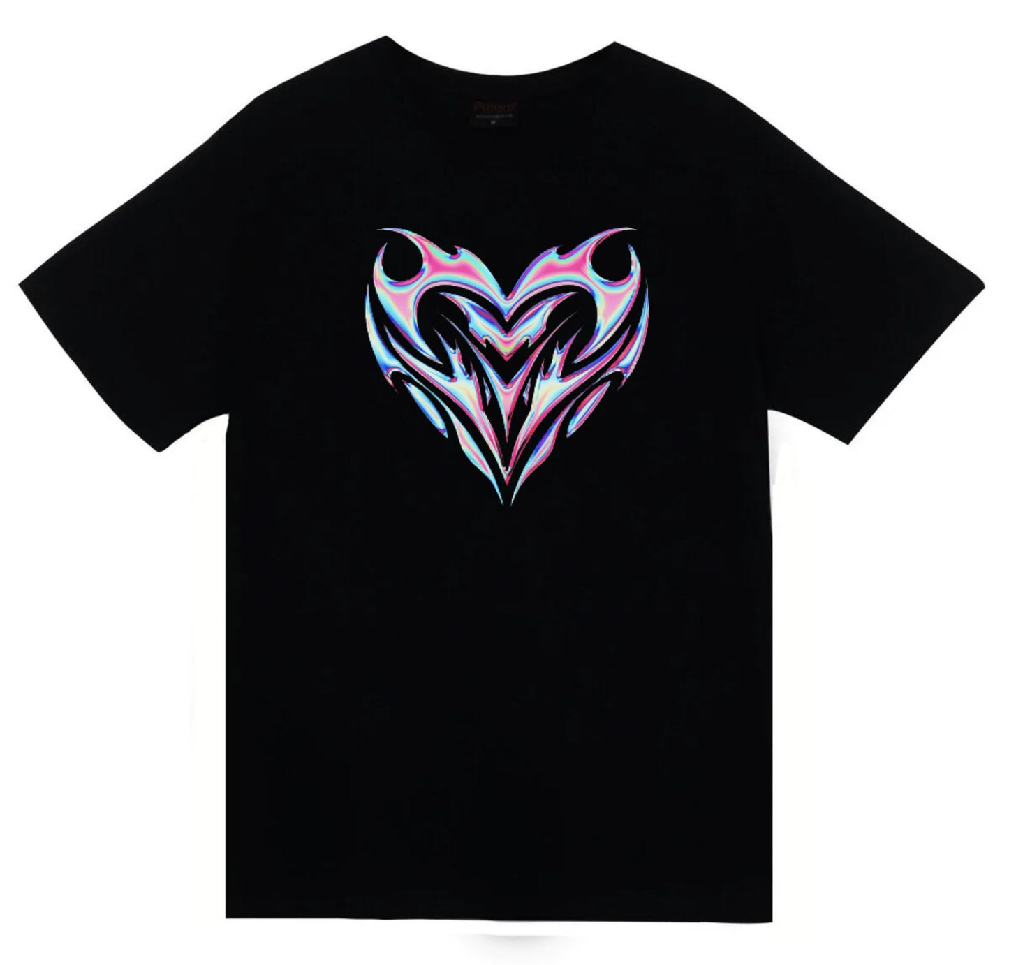 Irisdicent Hearth Baskılı Unisex %100 Pamuk Siyah T-shirt