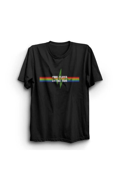 fame-stoned Pink Floyd Baskılı Unisex %100 Pamuk Siyah T-shirt