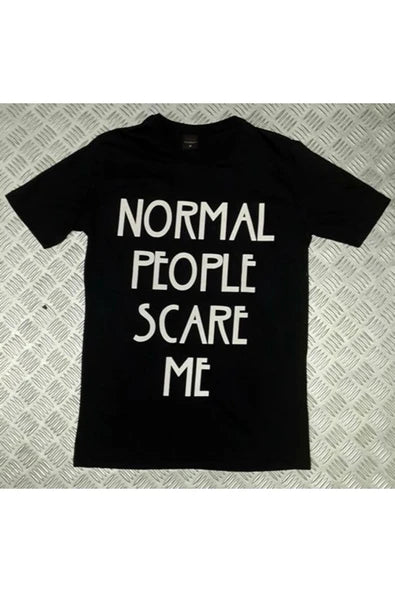 fame-stoned Normal People Scare Me Baskılı T-shirt