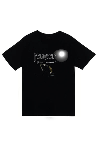 fame-stoned Manowar Baskılı Unisex %100 Pamuk Siyah T-shirt