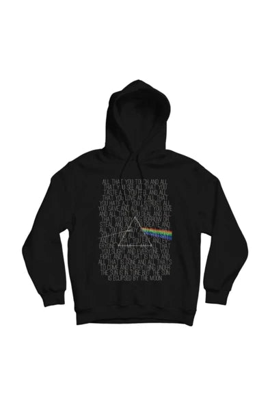 Pink Floyd Dark Side of the baskılı siyah kapüşonlu sweatshirt
