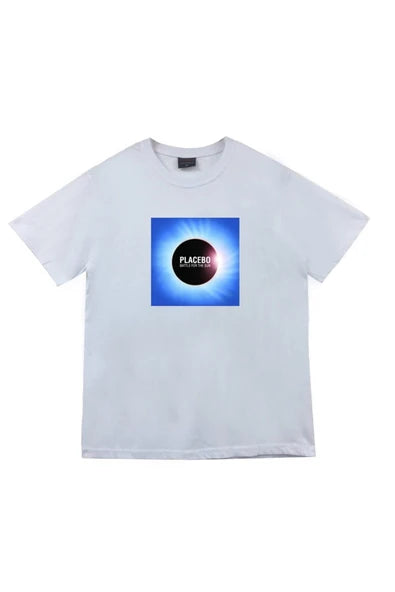fame-stoned Placebo Baskılı Unisex %100 Pamuk Beyaz T-shirt
