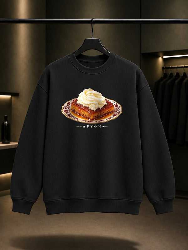 Afyon Kaymaklı Ekmek Kadayıfı Sweatshirt – Siyah