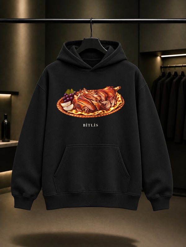 Bitlis Büryan Kebabı Kapüşonlu Sweatshirt – Siyah