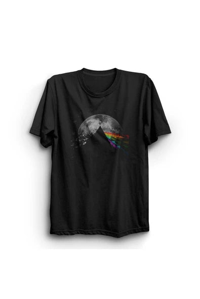 fame-stoned Pink Floyd Baskılı Unisex %100 Pamuk Siyah T-shirt