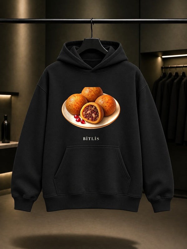 Bitlis İçli Köftesi Kapüşonlu Sweatshirt – Siyah