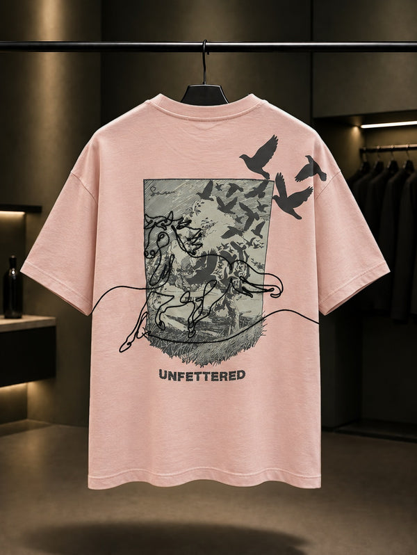 Unfettered Oversize Tişört – Pembe arka
