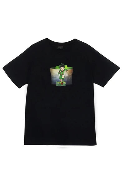 fame-stoned Hunter Anime Baskılı Unisex %100 Pamuk Mavi T-shirt