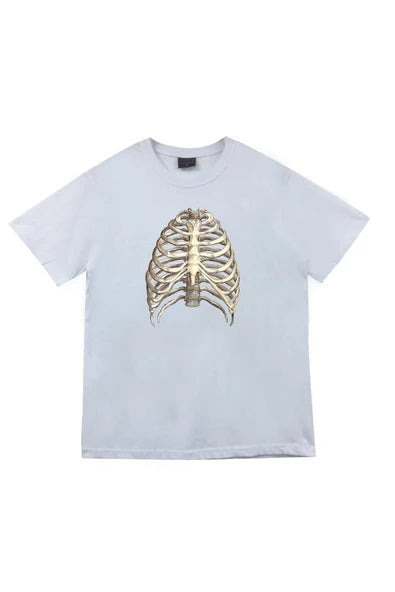 fame-stoned Unisex Gri Kurukafa Baskılı T-shirt