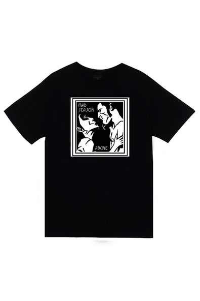 fame-stoned Mad Above Müzik Grubu Baskılı Unisex %100 Pamuk Siyah T-shirt