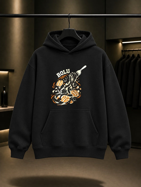 Bolu Keşli Cevizli Erişte Kapüşonlu Sweatshirt – Siyah