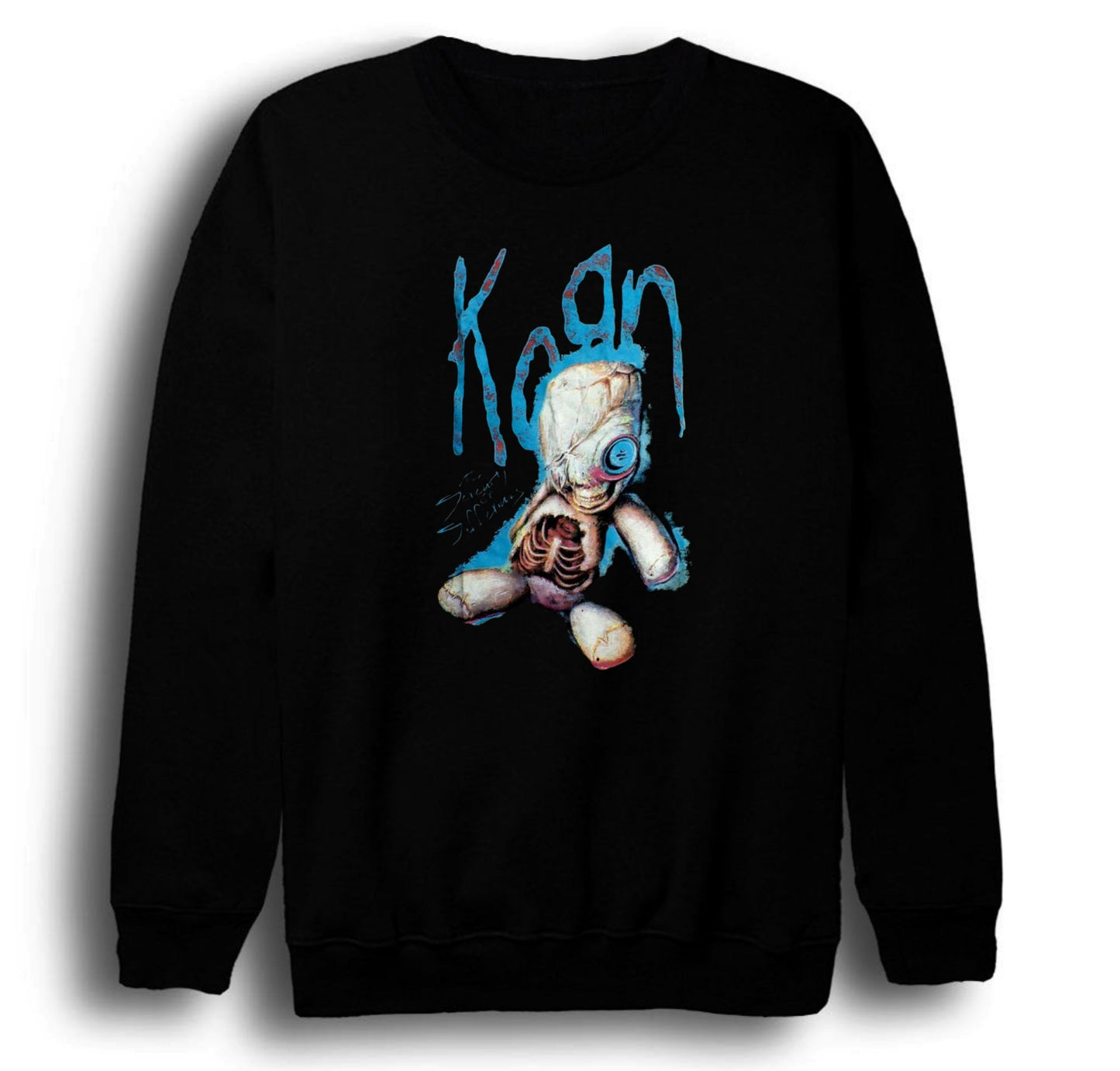 Korn - Issues - Albüm Baskılı Unisex %100 Pamuk Bisiklet Yaka Siyah Sweatshirt