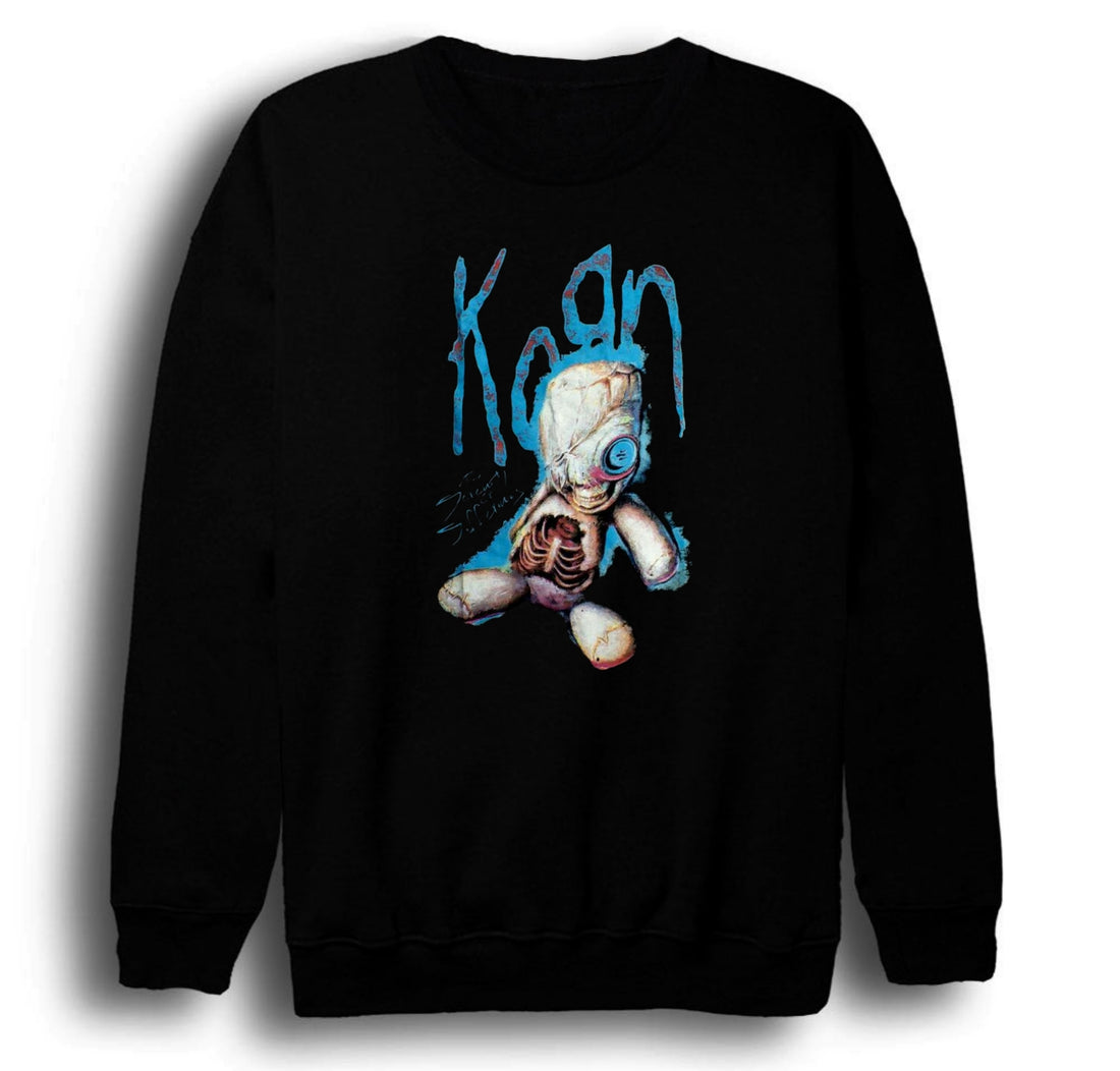 Korn - Issues - Albüm Mavi logo ve sargılı baskılı siyah sweatshirt