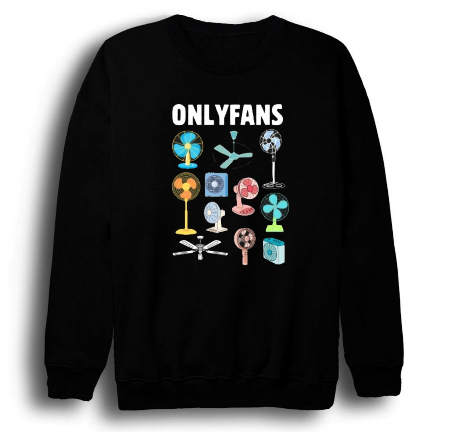 Onlyfans Baskılı Unisex %100 Pamuk Bisiklet Yaka Siyah Sweatshirt