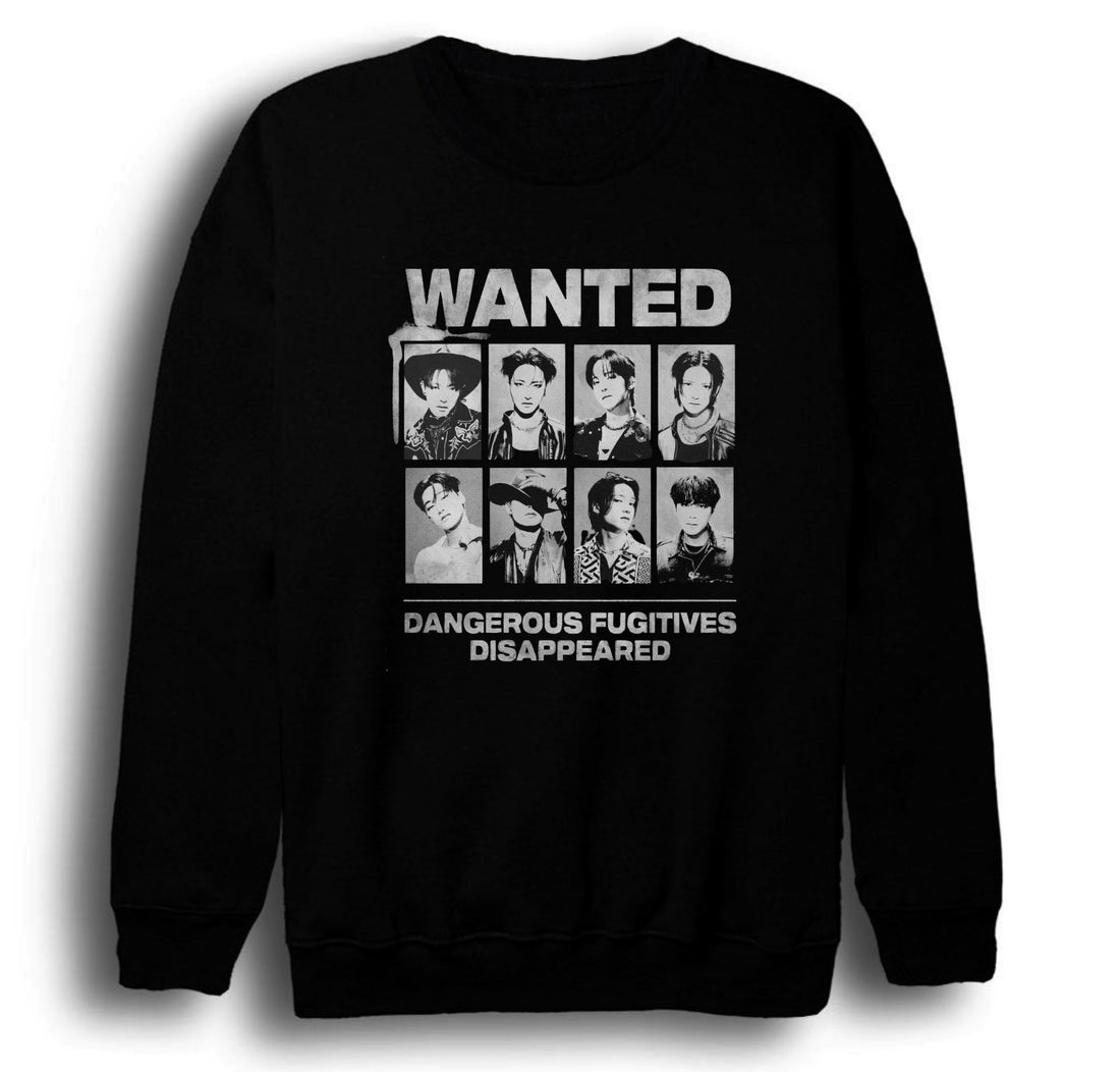 BTS - Bangtan Boys - K-Pop baskılı siyah sweatshirt