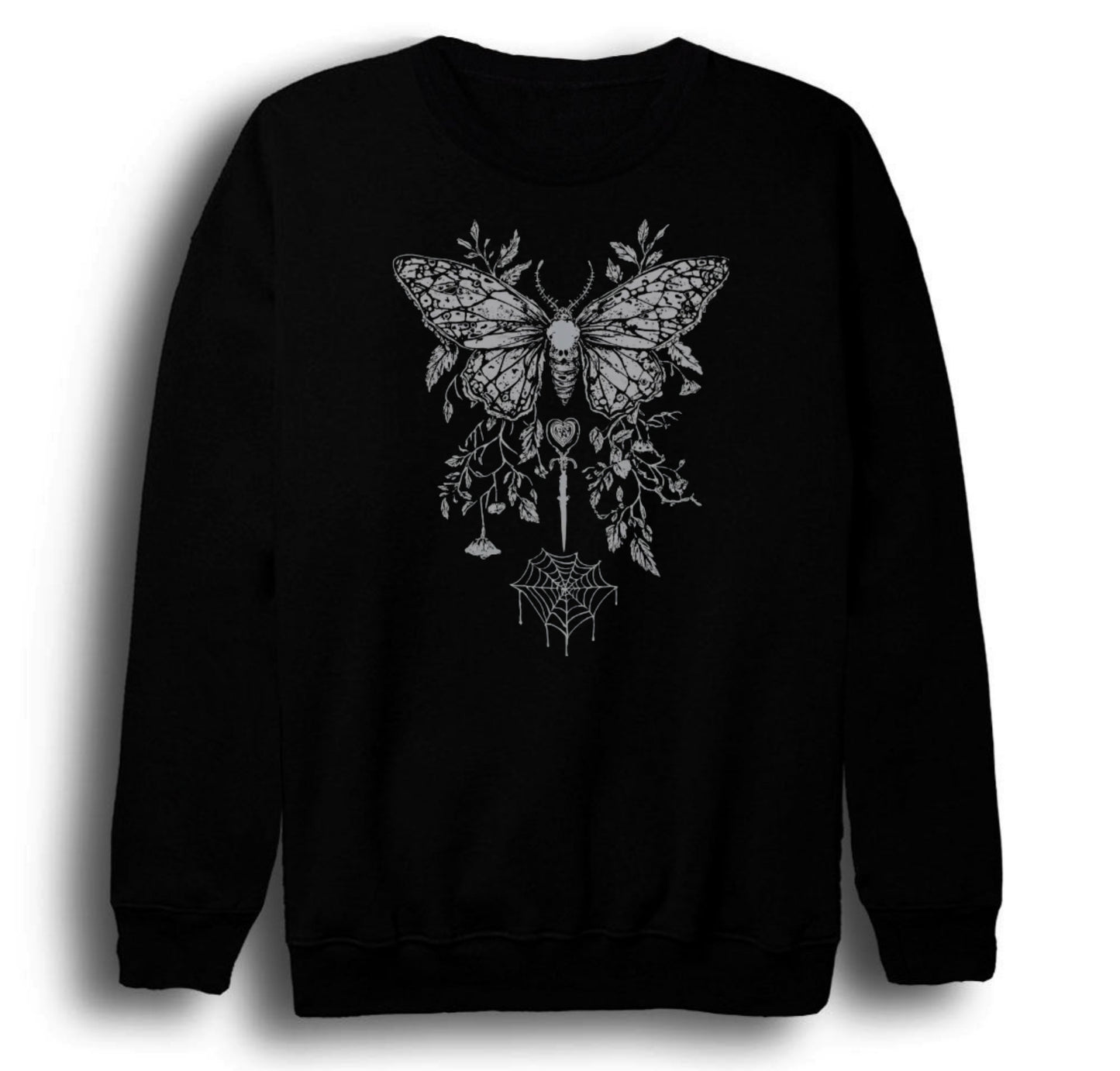Gothic Baskılı Unisex %100 Pamuk Bisiklet Yaka Siyah Sweatshirt