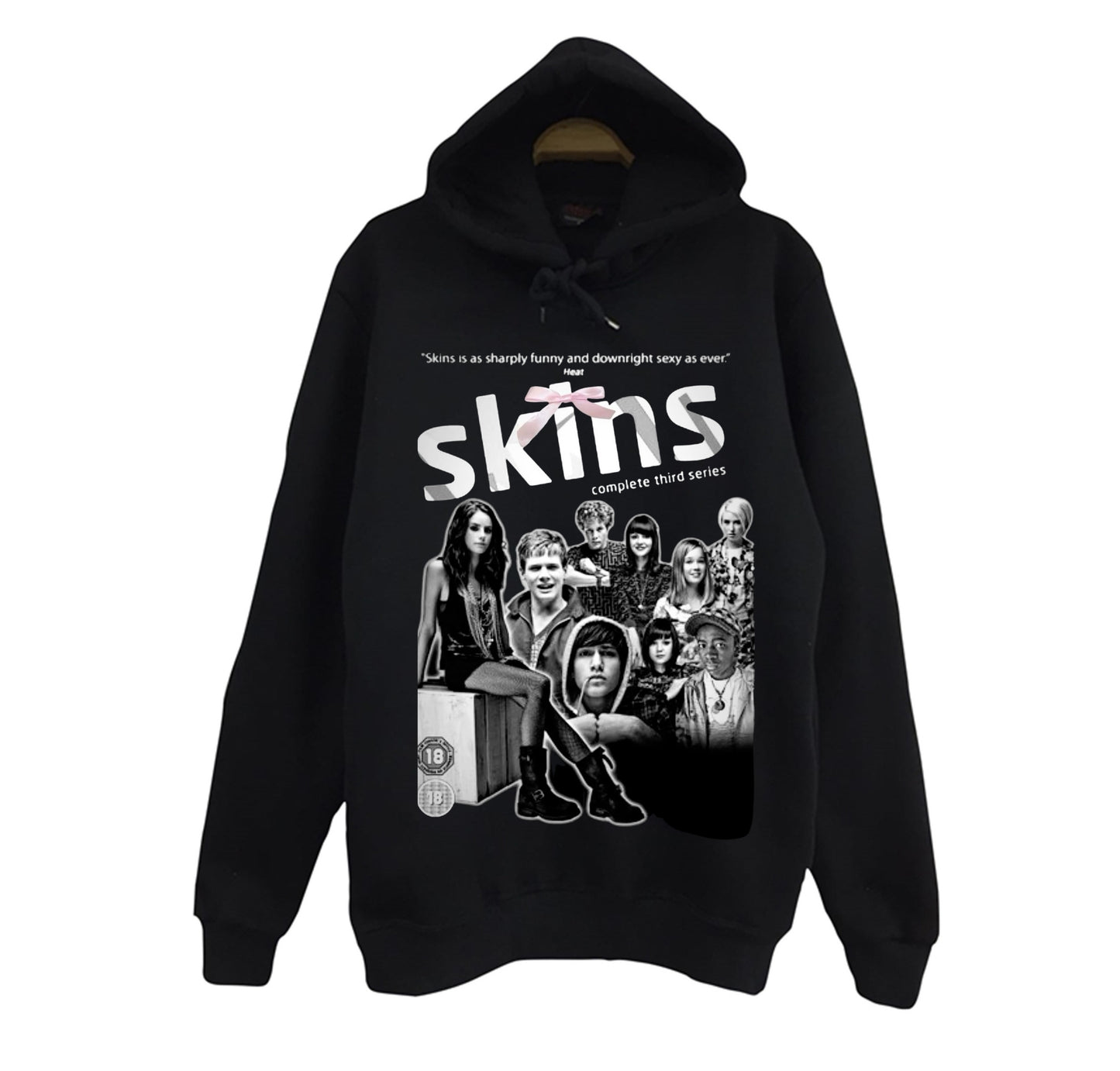 Skins - Dizi - Film Baskılı Unisex %100 Pamuk Siyah Kapüşonlu Sweatshirt