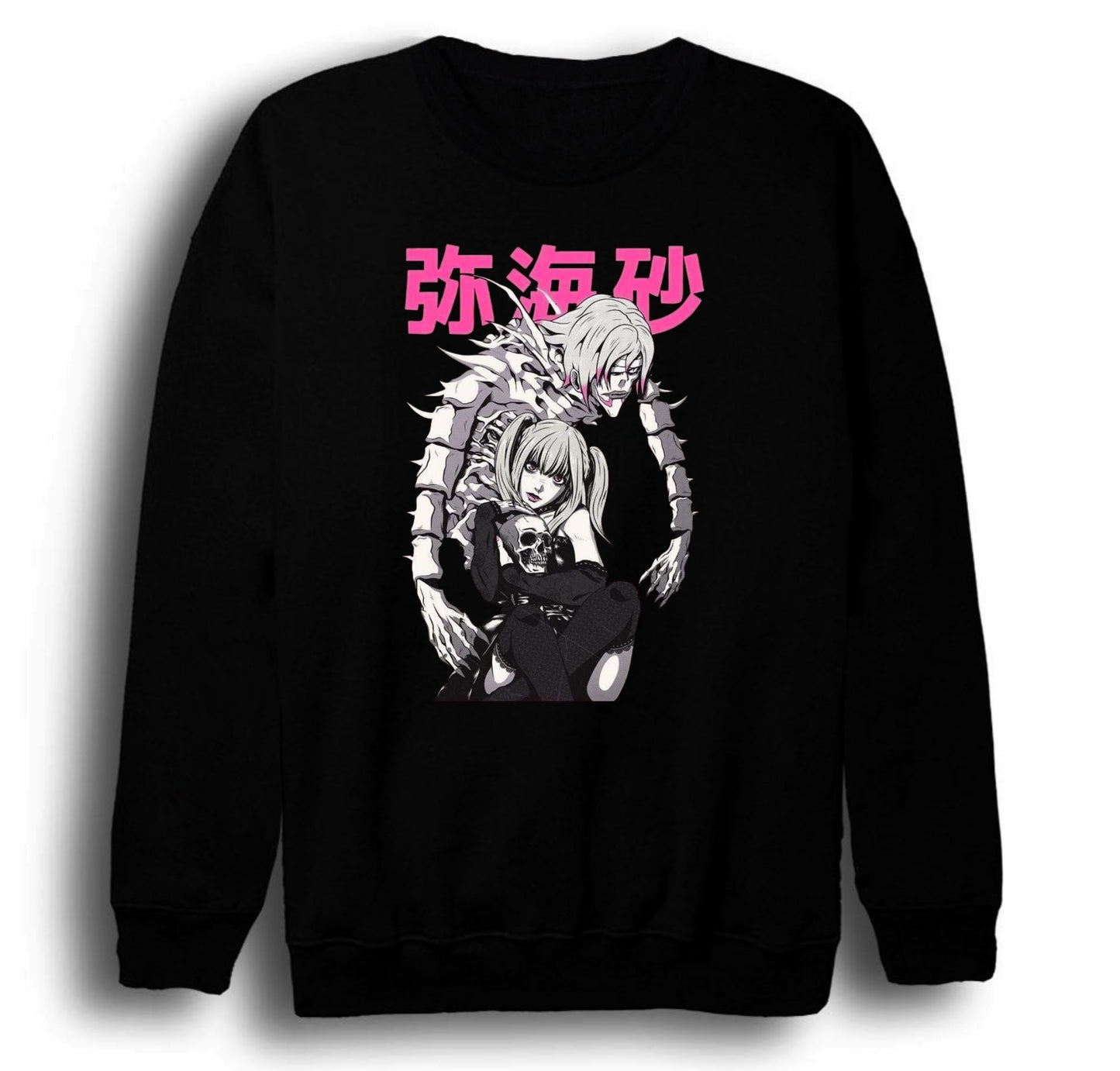 Death Note - Misa Amane - Anime Baskılı Unisex %100 Pamuk Bisiklet Yaka Siyah Sweatshirt