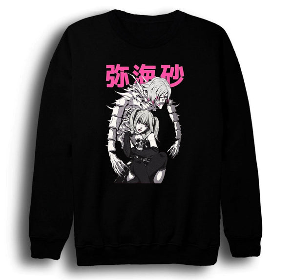 Death Note - Misa Amane baskılı siyah sweatshirt