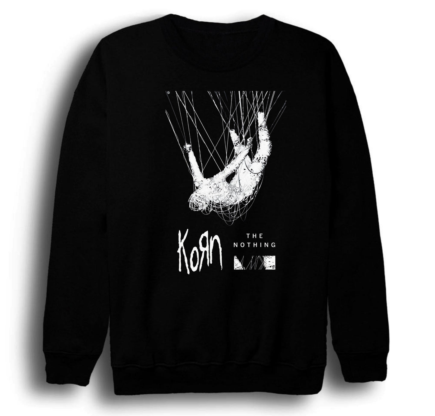 Korn - The Nothing - Albüm Baskılı Unisex %100 Pamuk Bisiklet Yaka Siyah Sweatshirt