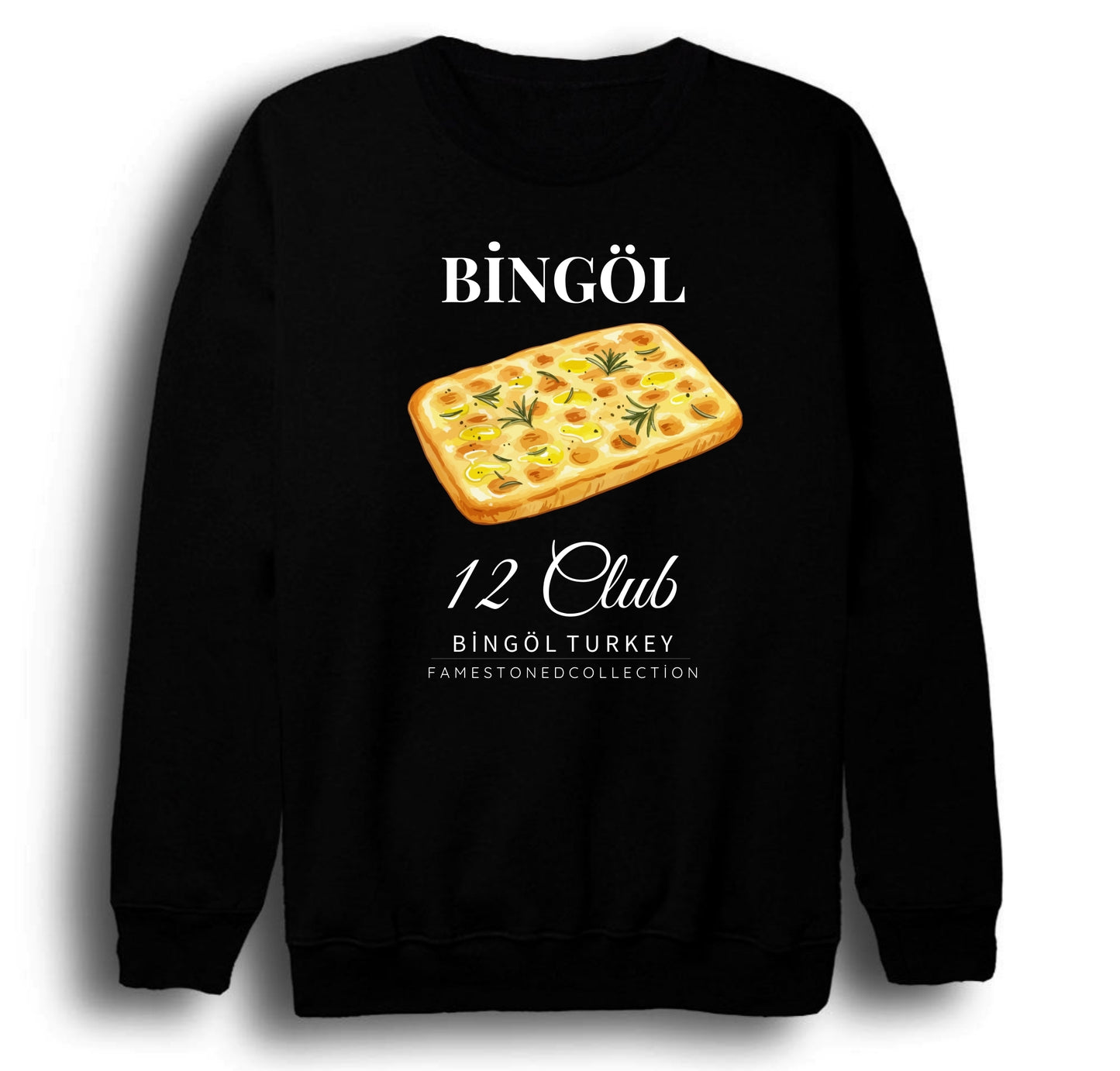 Bingöl - 12 - Dağ - Doğa - Kültür - Şehir Baskılı Unisex %100 Pamuk Bisiklet Yaka Siyah Sweatshirt