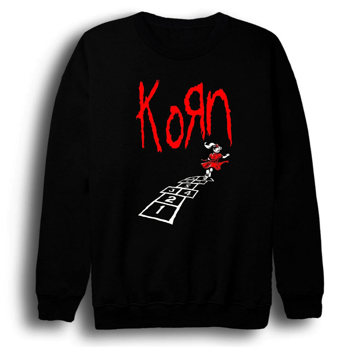 Korn - Follow the Leader - Albüm Baskılı Unisex %100 Pamuk Bisiklet Yaka Siyah Sweatshirt
