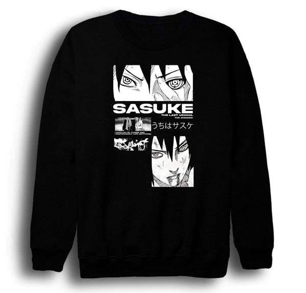 Naruto - Sasuke Uchiha The baskılı siyah sweatshirt