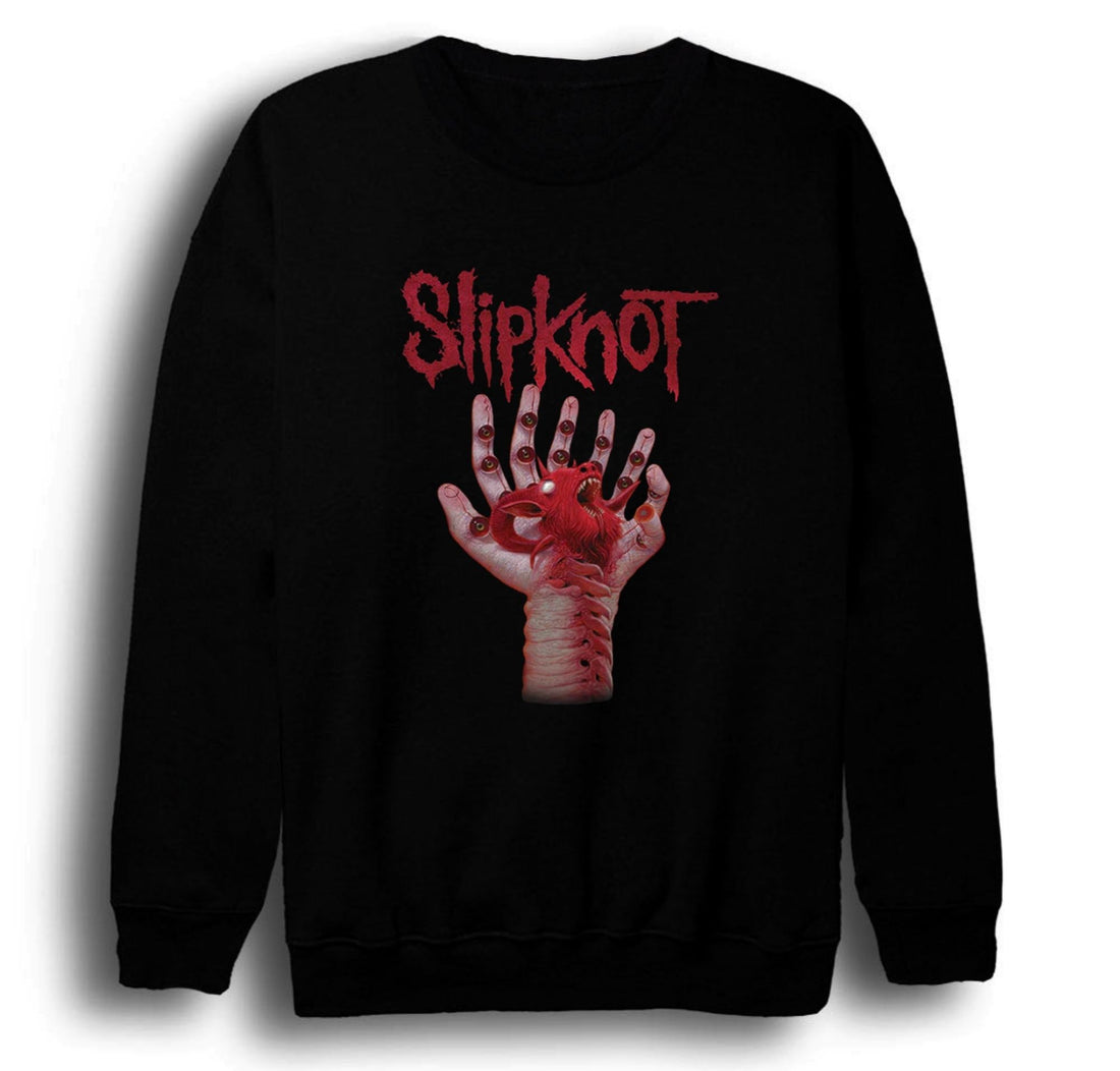 Slipknot Kanlı el ve kırmızı baskılı siyah sweatshirt