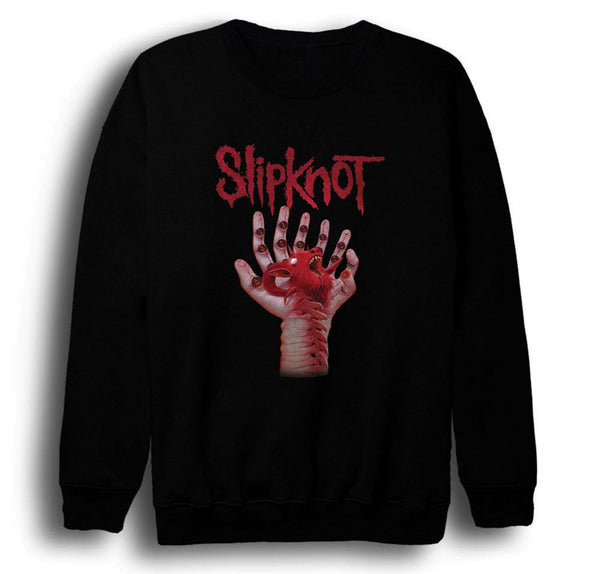 Slipknot Kanlı el ve kırmızı baskılı siyah sweatshirt