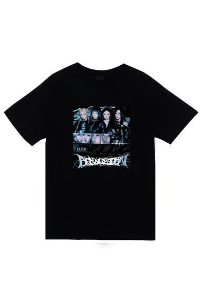 fame-stoned Aespa Müzik Grubu K-Pop Baskılı Unisex %100 Pamuk Siyah T-shirt