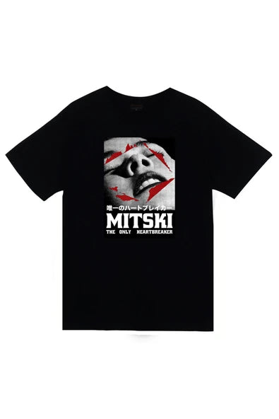fame-stoned Mitski Baskılı Unisex %100 Pamuk Siyah T-shirt