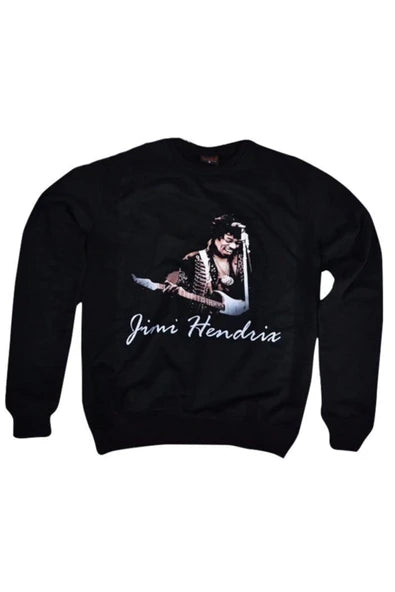 Jımı Hendrıx baskılı siyah sweatshirt