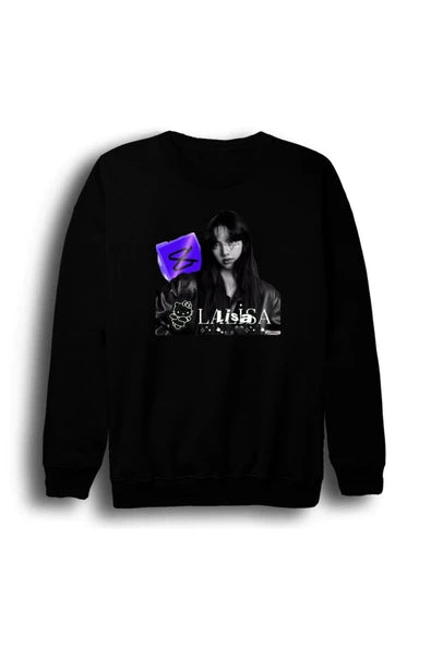 fame-stoned La Lisa - Lisa - BLACKPINK - K-Pop - Alter Ego Baskılı Unisex %100 Pamuk Bisiklet Yaka Sweatshirt