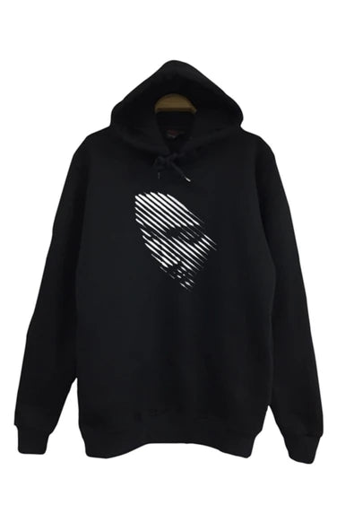 Fame Stoned baskılı siyah kapüşonlu sweatshirt