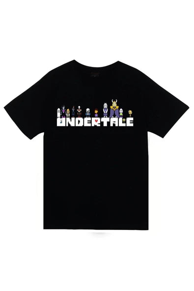 fame-stoned Undertale Baskılı Unisex %100 Pamuk Siyah T-shirt