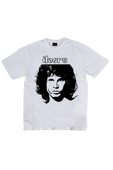 fame-stoned The Doors Baskılı Unisex %100 Pamuk Beyaz T-shirt