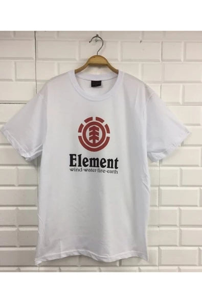 fame-stoned Element Baskılı Unisex %100 Pamuk Beyaz T-shirt