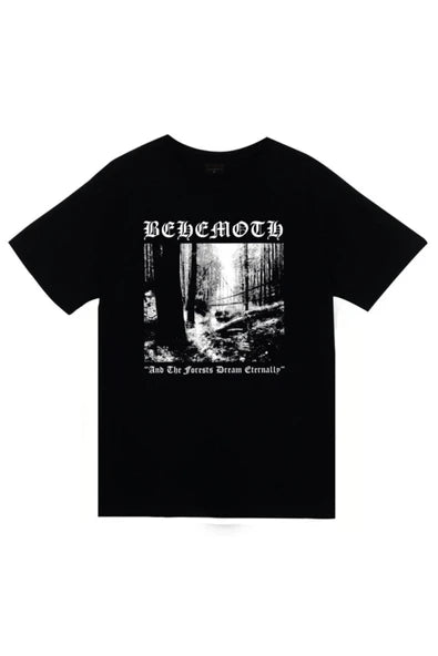 fame-stoned Behemoth Baskılı Unisex %100 Pamuk Siyah T-shirt