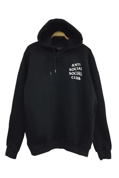 Anti Social Social Club baskılı siyah kapüşonlu sweatshirt