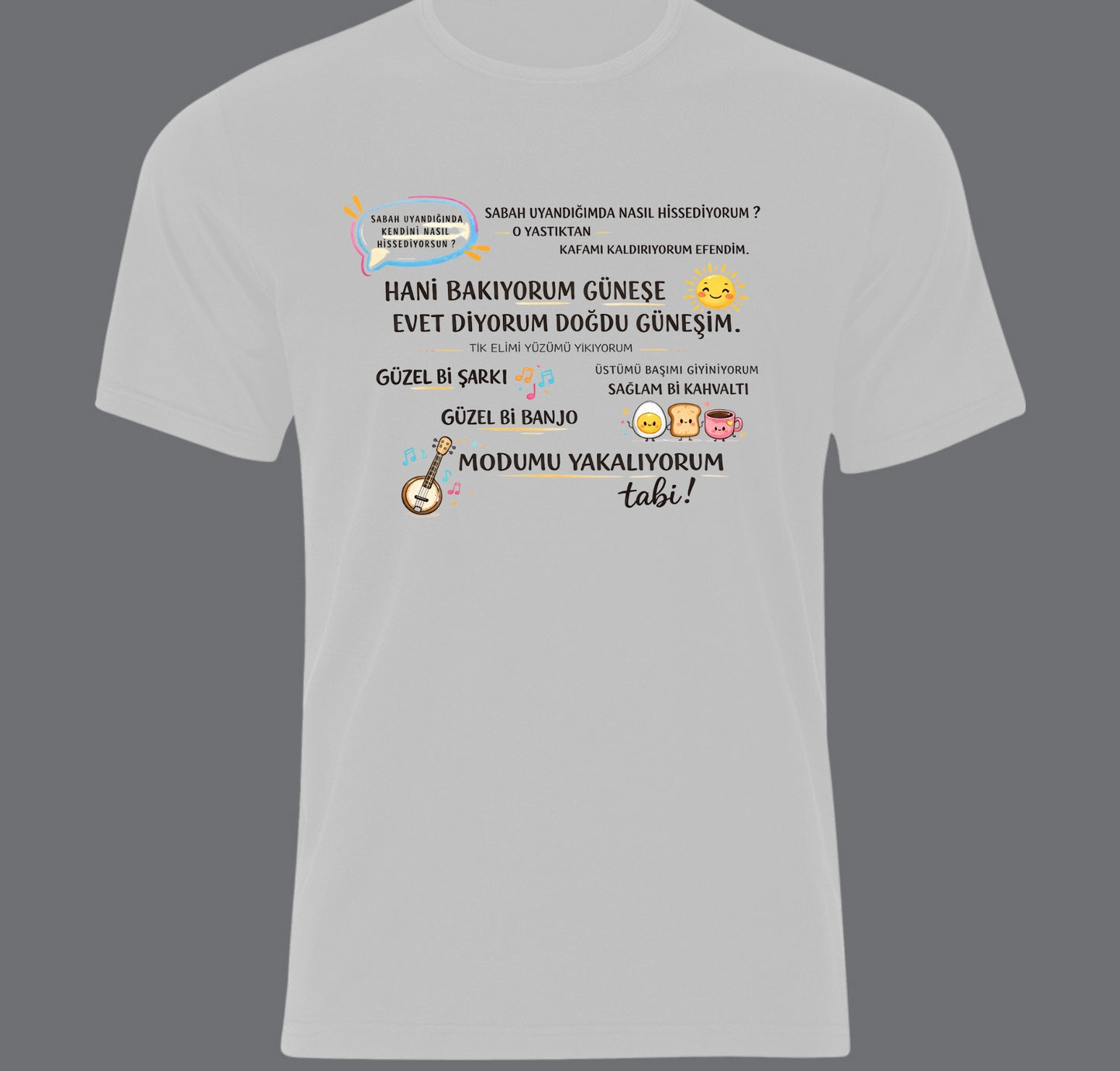 Doğdu Güneşim Baskılı Unisex %100 Pamuk T-shirt