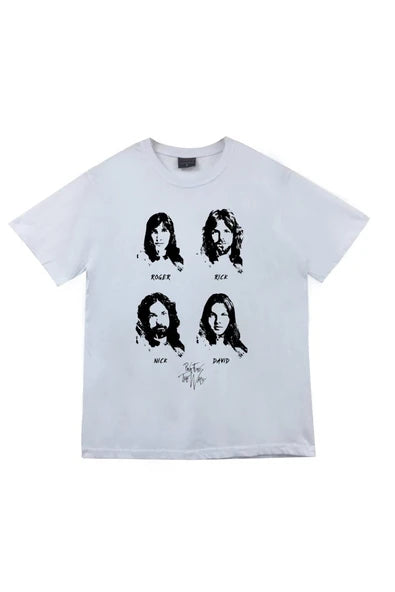 fame-stoned Pink Floyd Baskılı Unisex %100 Pamuk Beyaz T-shirt