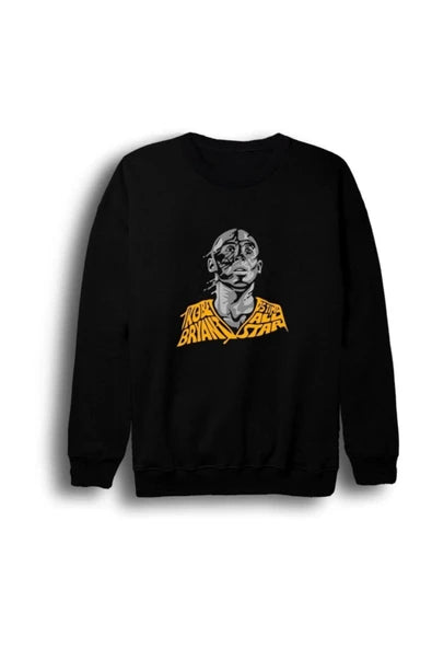 Kobe Bryant Buyuk kulakli ev cini baskılı siyah sweatshirt
