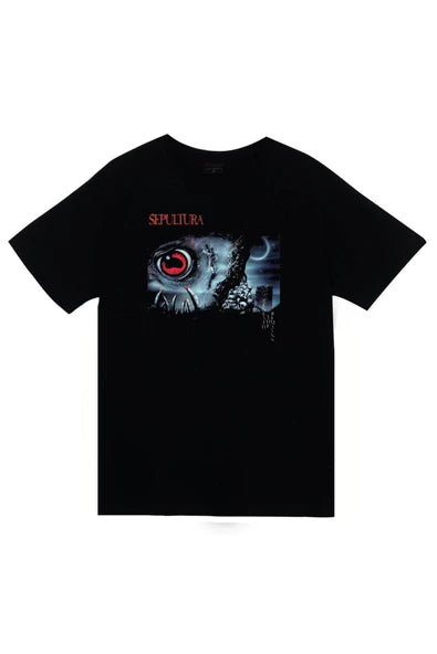fame-stoned Sepultura Baskılı Unisex %100 Pamuk Siyah T-shirt
