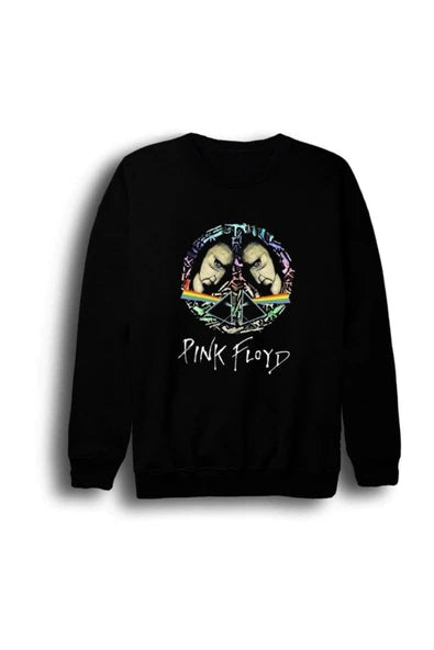 Pink Floyd Daire içinde prizma baskılı siyah sweatshirt