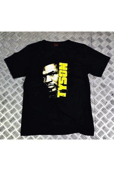 fame-stoned Mike Tyson Baskılı Unisex %100 Pamuk Siyah T-shirt